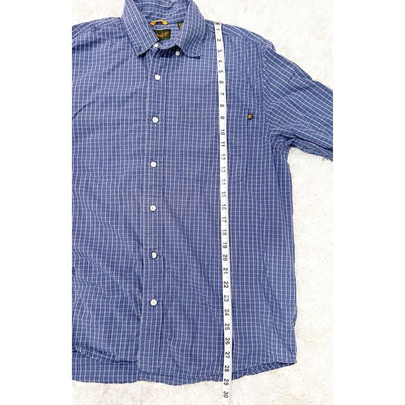 Timberland Button Down Shirt Men's M Blue Plaid Long Sleeve 100% Cotton Preppy‎ - Picture 2 of 4